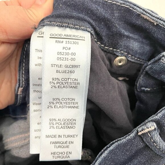 GOOD AMERICAN Good Legs Crop Jeans Stretch Denim Dark Wash size 6/28 - Picture 6 of 6